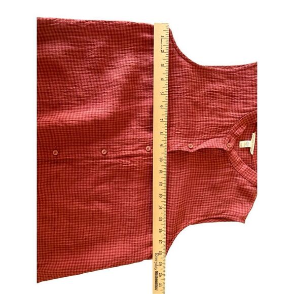 Eileen Fisher Puckered Organic Linen Sleeveless Dress size XS Button Front Rust - Picture 5 of 8